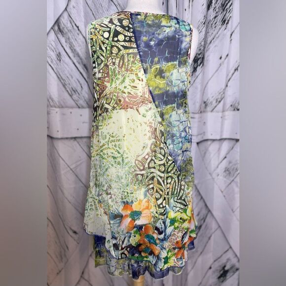 Klozlyne Anthropologie multi-pattern tiered mini dress S - Picture 4 of 9